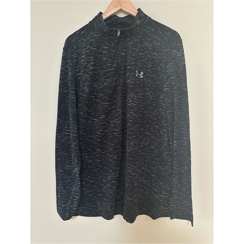 Athleisure Gorpcore Under Armour Pullover XXL Black Heathered Threadborne Zip - Picture 5 of 6